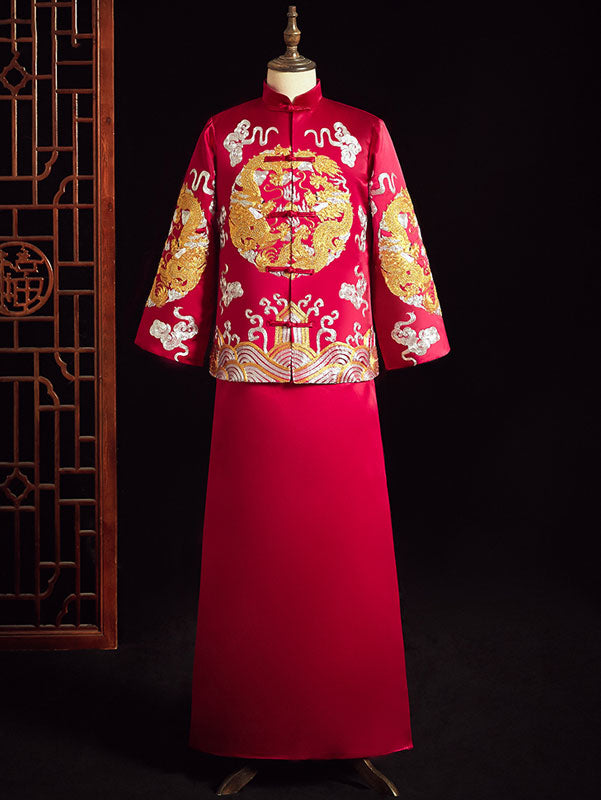 Embroidered Dragon Chinese Traditional Chinese Men's Wedding Suit