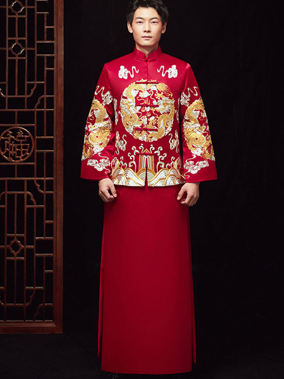Embroidered Dragon Chinese Traditional Chinese Men's Wedding Suit