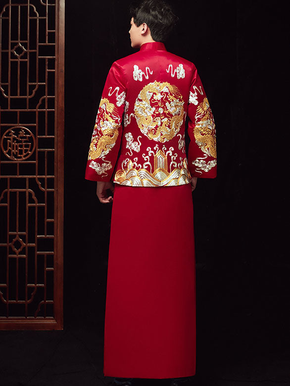 Embroidered Dragon Chinese Traditional Chinese Men's Wedding Suit