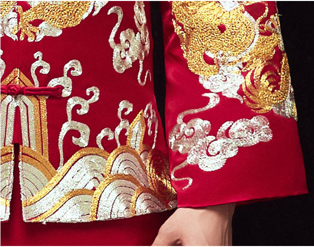 Embroidered Dragon Chinese Traditional Chinese Men's Wedding Suit
