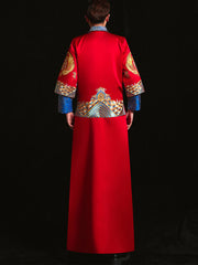 Red Gorgeous Embroidered Phoenix Chinese Wedding Bridal Qun Gua