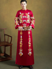 Embroidered Dragon Groom Dragon Wedding Qun Gua, Jacket & Skirt
