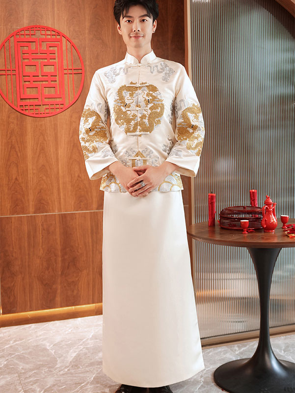 Embroidered Dragon Chinese Traditional Chinese Men's Wedding Suit
