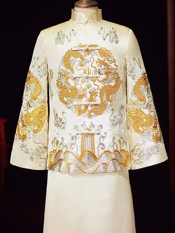 Embroidered Dragon Chinese Traditional Chinese Men's Wedding Suit