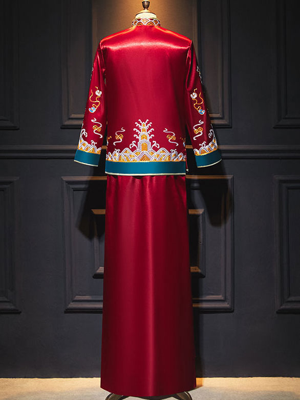 2023 Red Beaded Phoenix Wedding Bride Qun Gua Xiu He