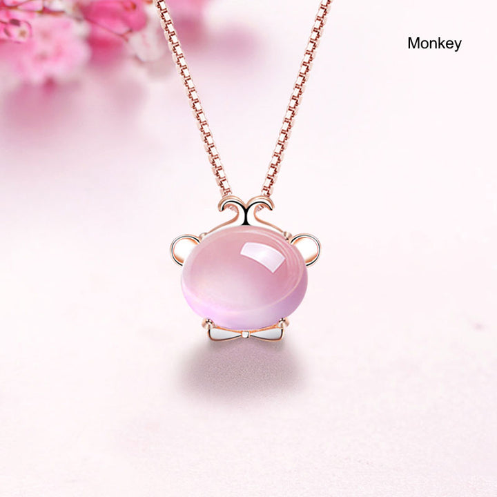 12 Zodiac Animals Crystal Pendant Necklace Christmas Birthday Gift
