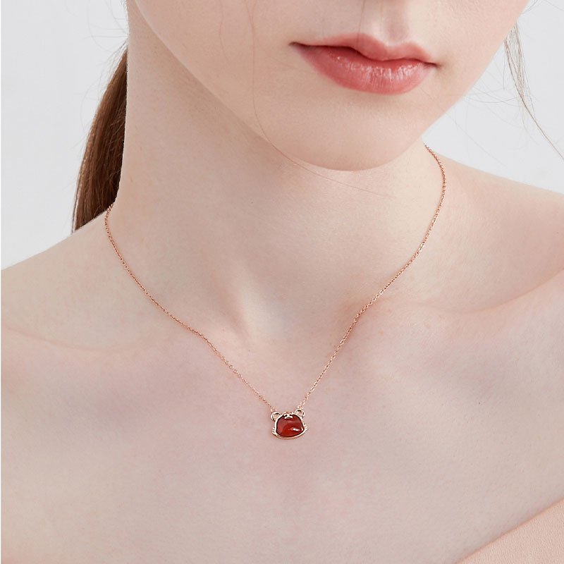2022 Tiger Zodiac Agate Pendant Necklace New Year Birthday Gift