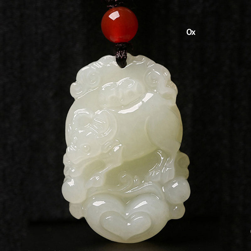 12 Chinese Zodiac Animals Jade Pendant Necklace