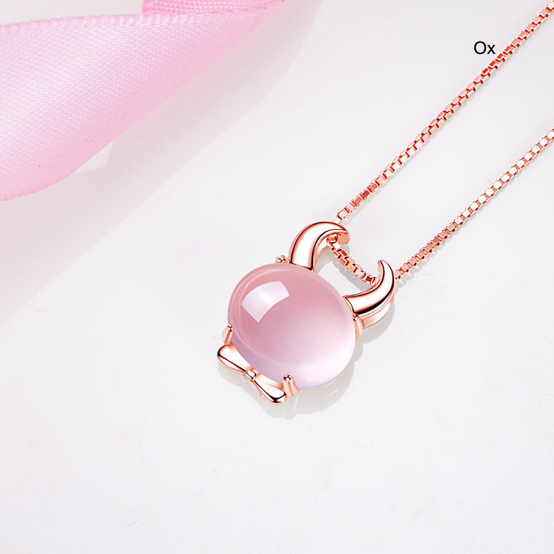 12 Zodiac Animals Crystal Pendant Necklace Christmas Birthday Gift