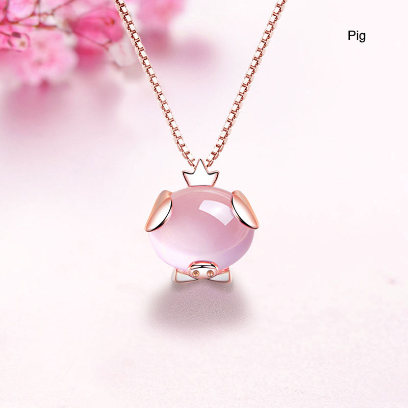 12 Zodiac Animals Crystal Pendant Necklace Christmas Birthday Gift
