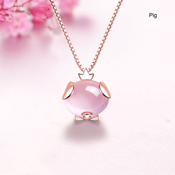 12 Zodiac Animals Crystal Pendant Necklace Christmas Birthday Gift