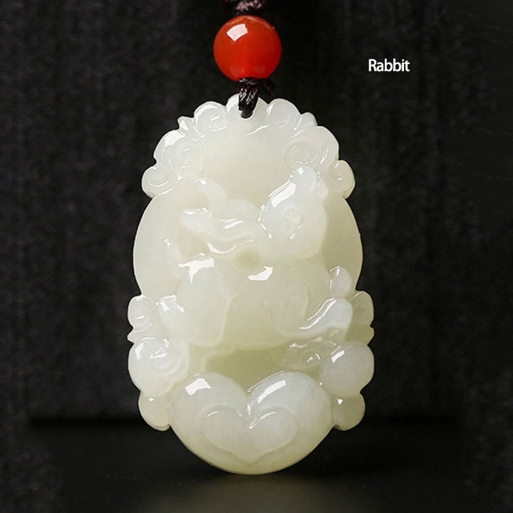 12 Chinese Zodiac Animals Jade Pendant Necklace