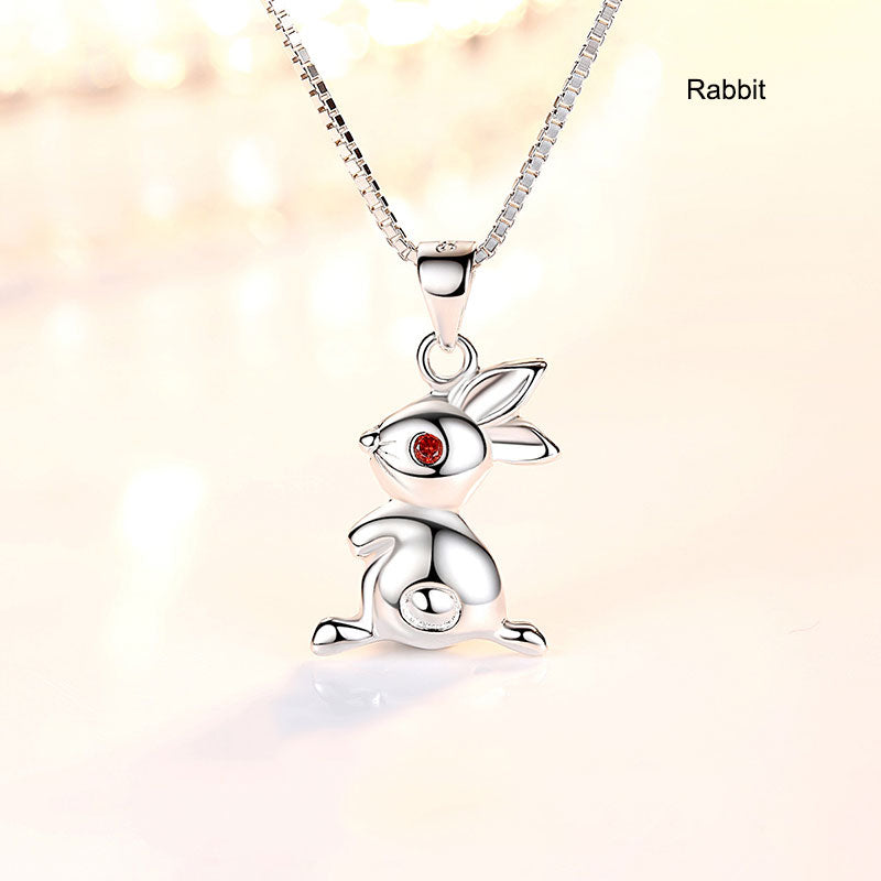 12 Zodiac Animals Silver Pendant Necklace Christmas Birthday Gift