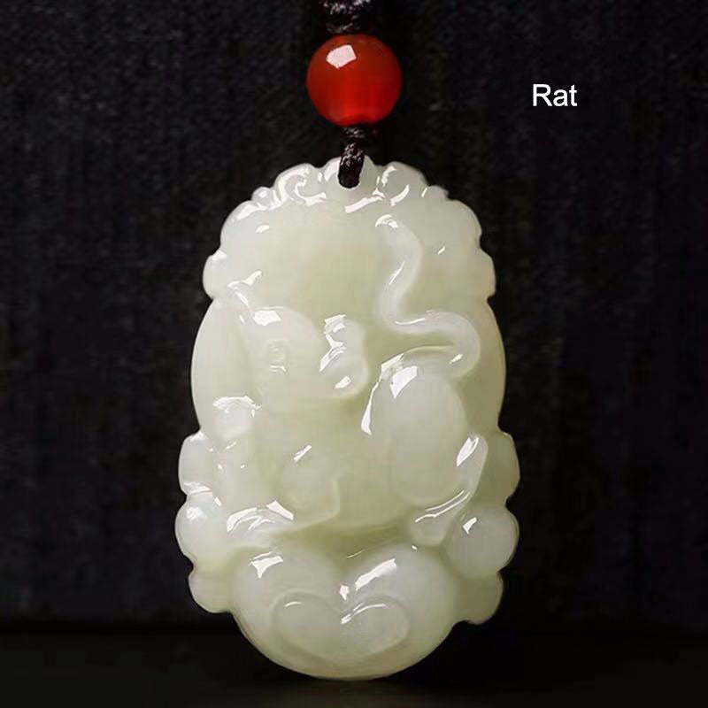 12 Chinese Zodiac Animals Jade Pendant Necklace