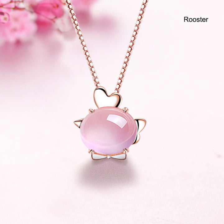 12 Zodiac Animals Crystal Pendant Necklace Christmas Birthday Gift