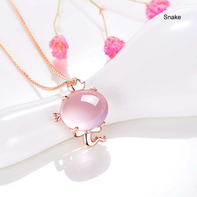 12 Zodiac Animals Crystal Pendant Necklace Christmas Birthday Gift