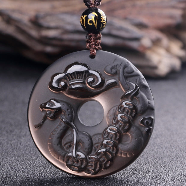 12 Zodiac Animals Obsidian Pendant Necklace Christmas Birthday Gift