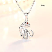 12 Zodiac Animals Silver Pendant Necklace Christmas Birthday Gift