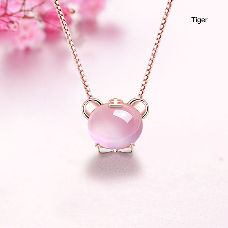 12 Zodiac Animals Crystal Pendant Necklace Christmas Birthday Gift