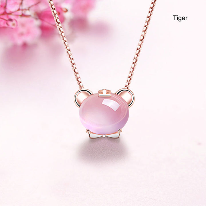 12 Zodiac Animals Crystal Pendant Necklace Christmas Birthday Gift